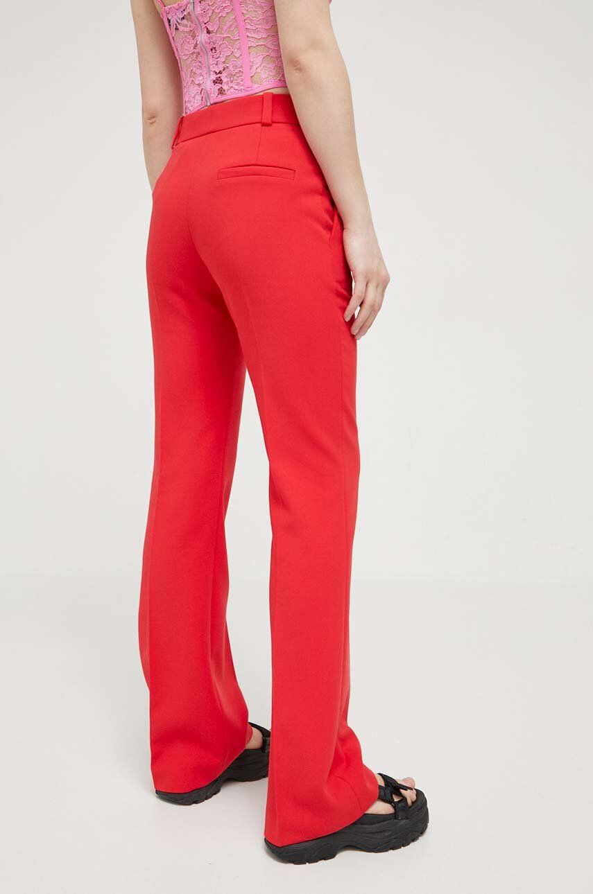 HUGO spodnie damskie kolor czerwony dzwony high waist