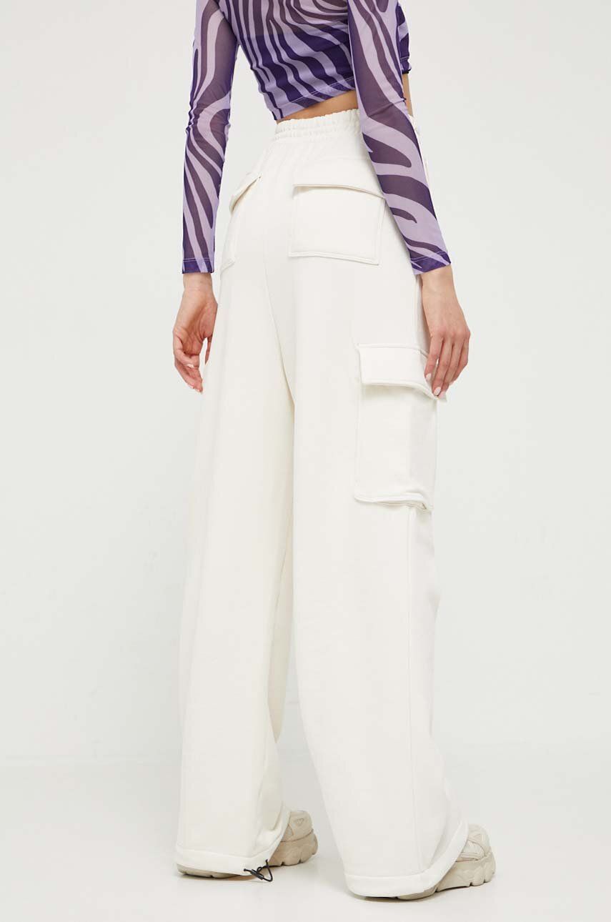 HUGO spodnie dresowe bawełniane kolor beżowy gładkie