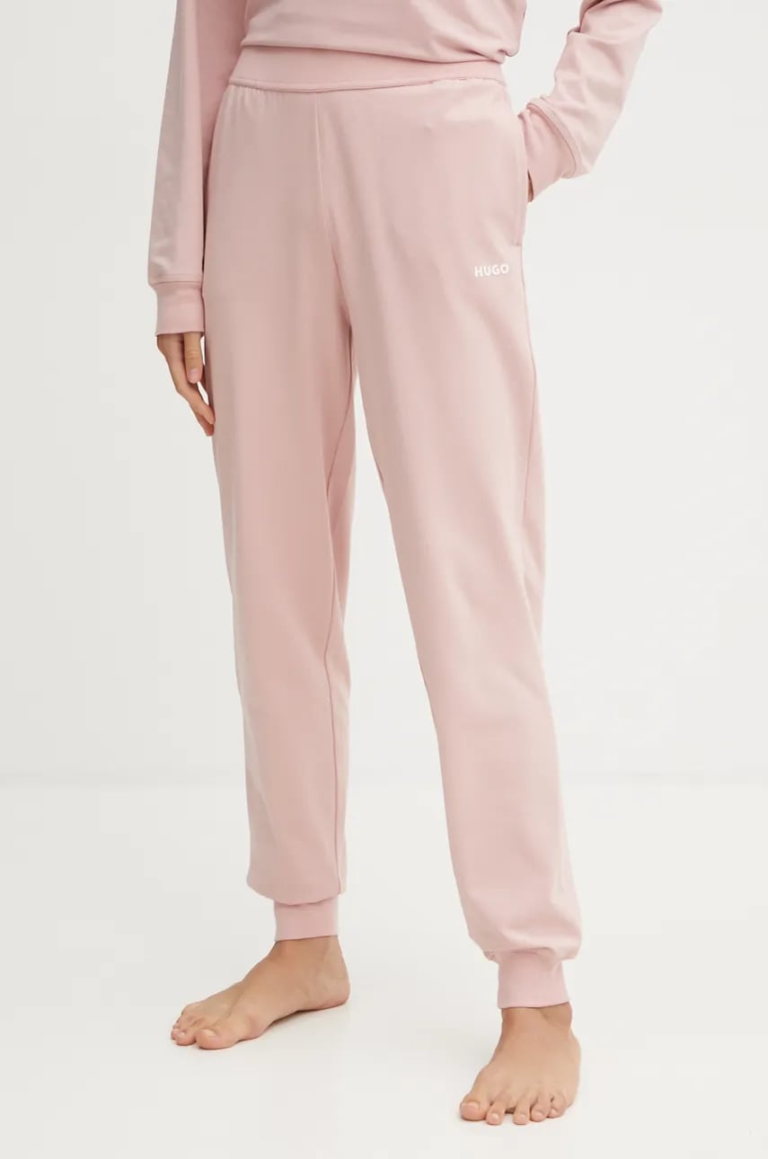 HUGO pantaloni de lounge culoarea roz, neted, 50490578