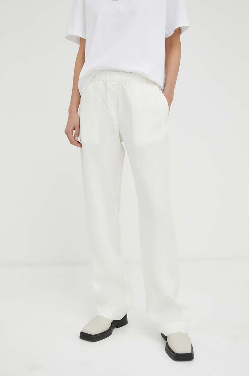 Samsoe Samsoe Pantaloni Din In Femei, Culoarea Bej, Lat, High Waist