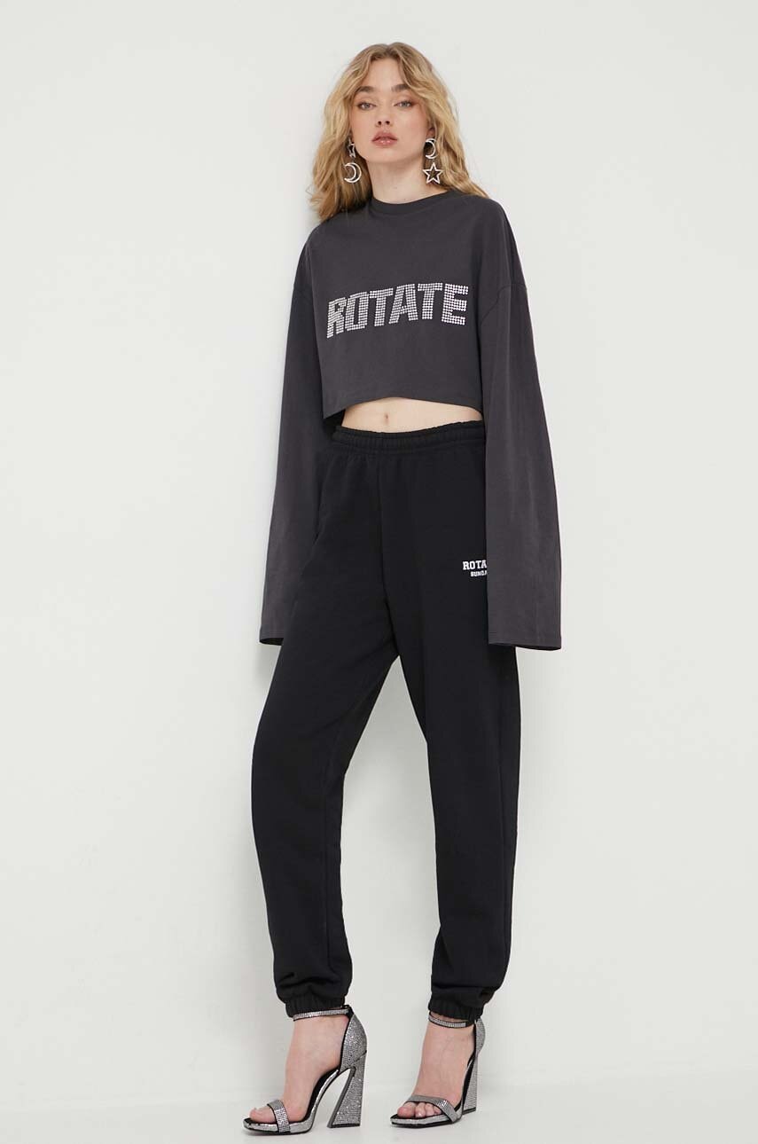 Rotate Pantaloni De Trening Din Bumbac Culoarea Negru, Cu Imprimeu