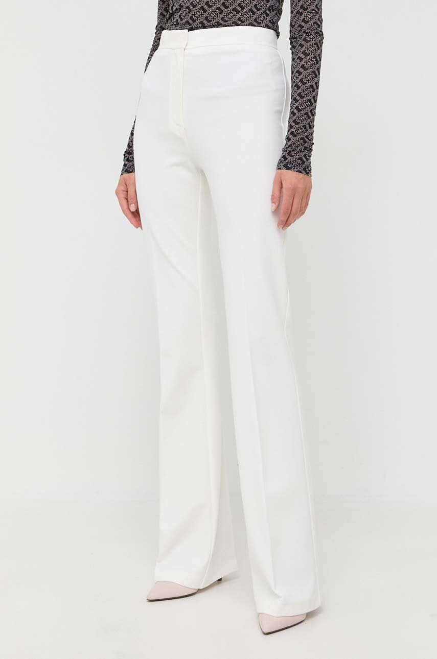 Kalhoty Pinko dámské, bílá barva, zvony, high waist - bílá -  Hlavní materiál: 67 % Viskóza