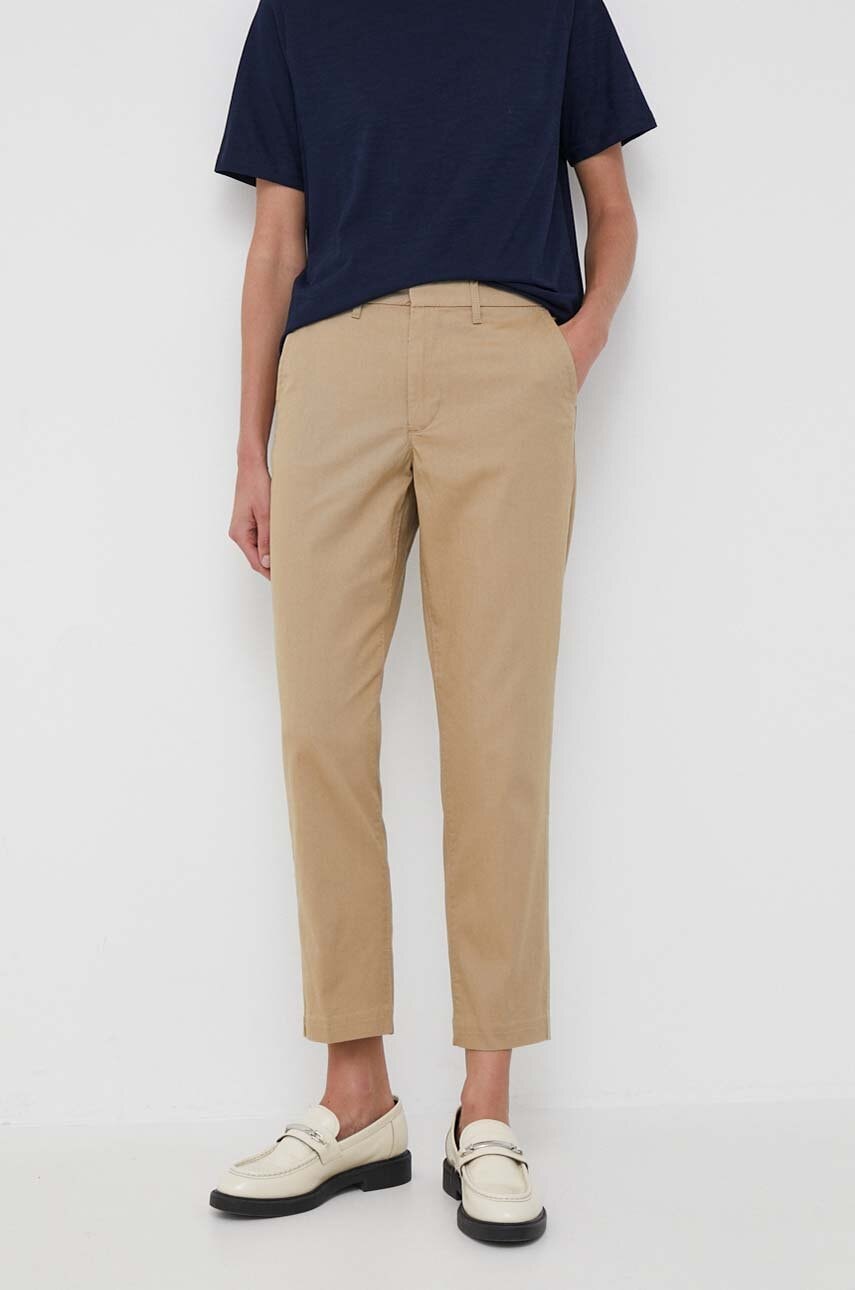 Levi's Pantaloni Femei, Culoarea Bej, Fason Chinos, High Waist