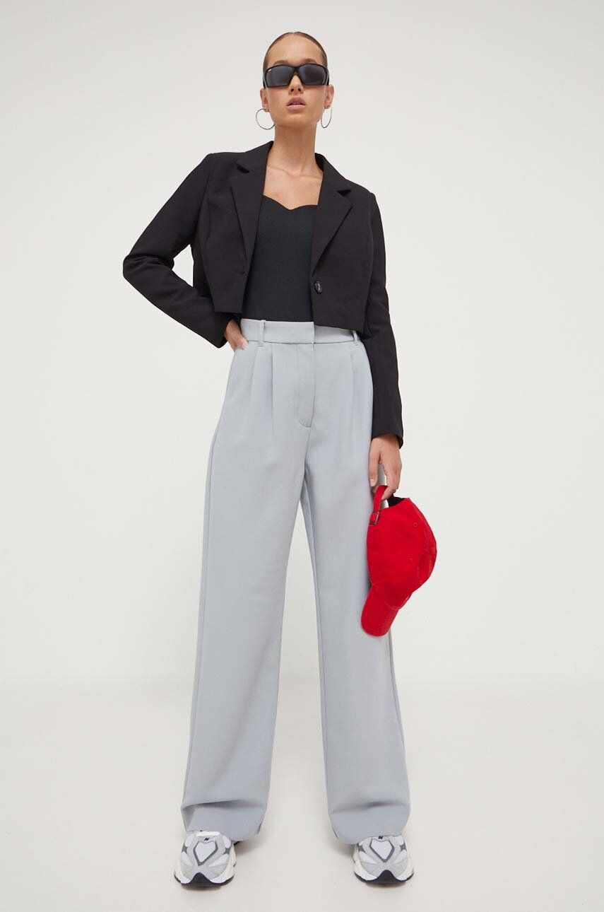 Abercrombie & Fitch pantaloni femei, culoarea gri, drept, high waist