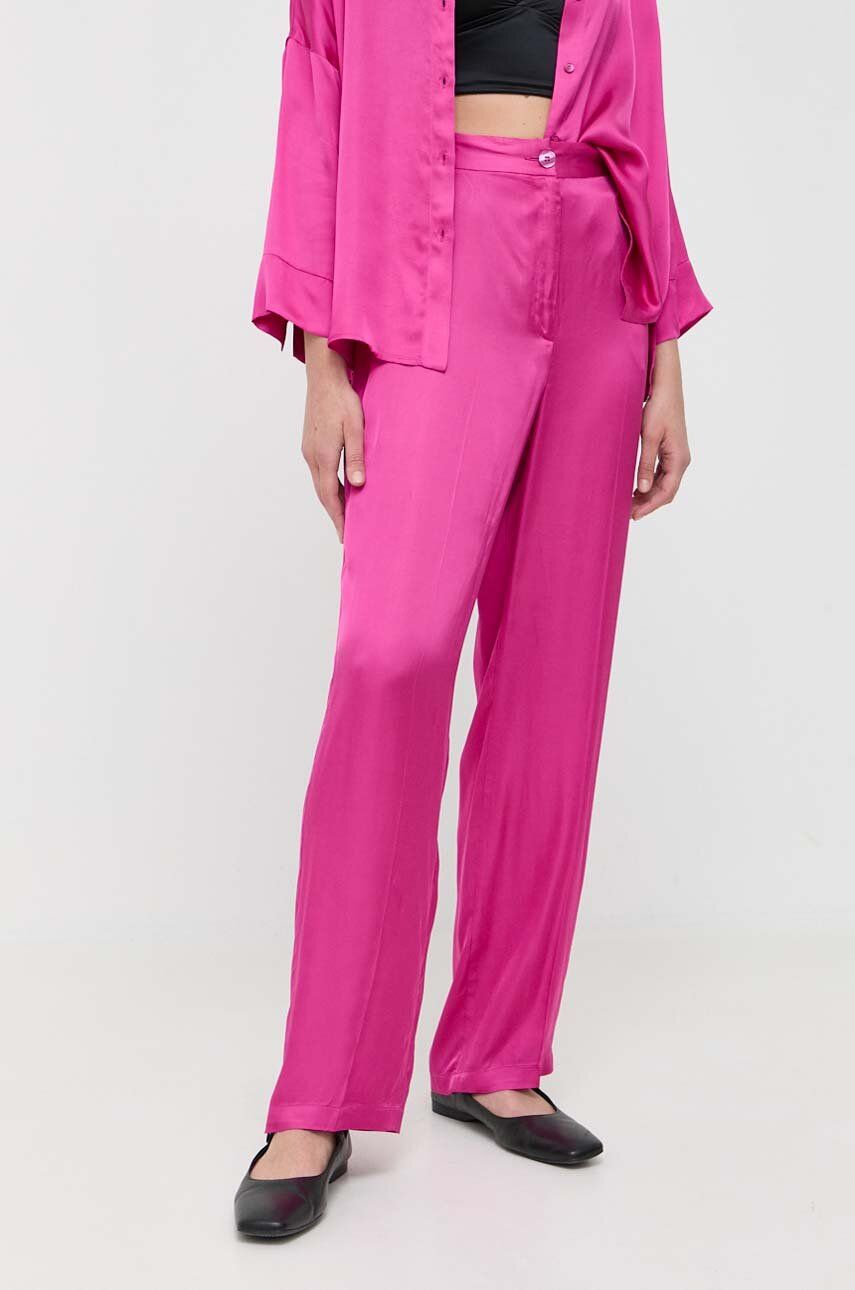 E-shop Kalhoty MAX&Co. dámské, růžová barva, široké, high waist