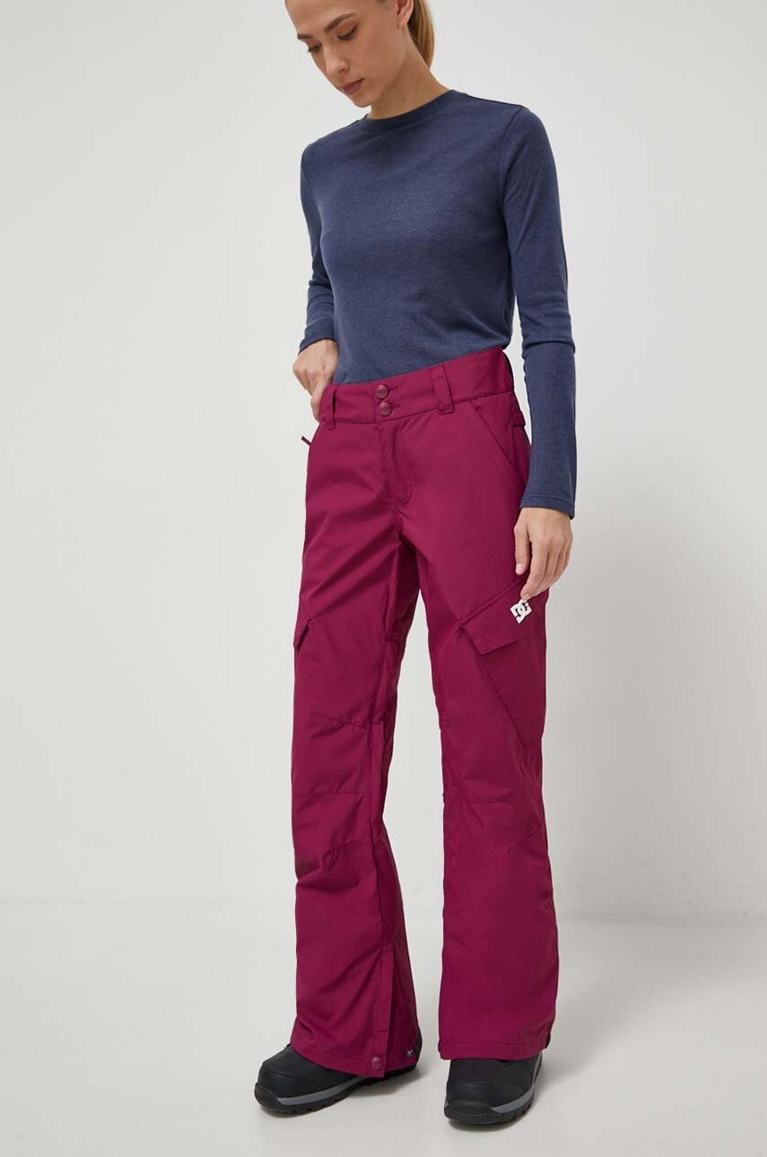 Dc Pantaloni Nonchalant Culoarea Bordo