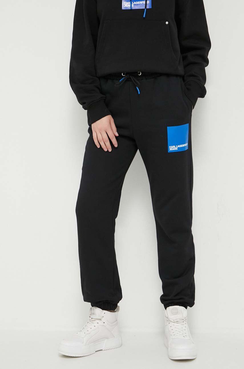 Tepláky Karl Lagerfeld Jeans černá barva, s potiskem