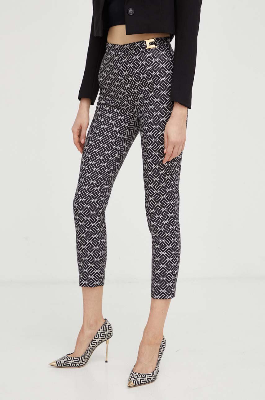 Elisabetta Franchi Pantaloni Femei, Culoarea Negru, Mulata, High Waist