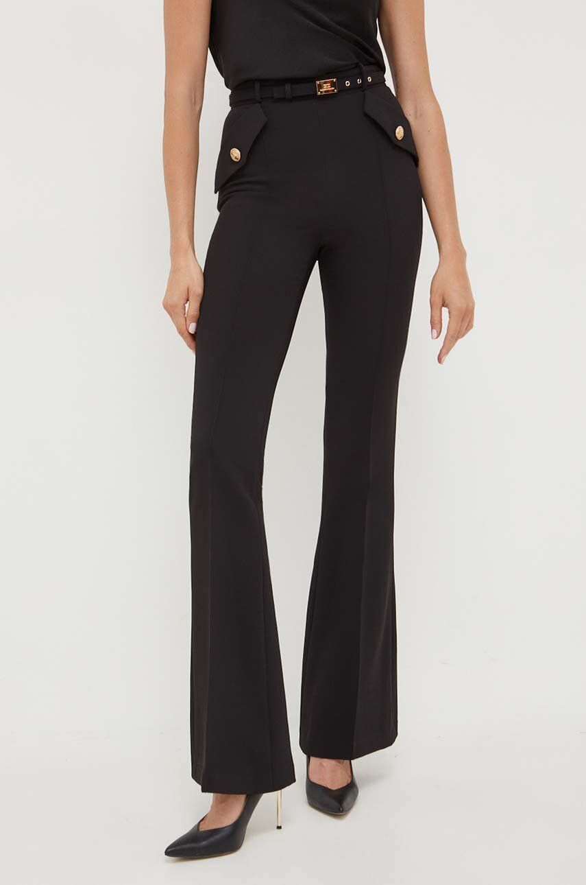 Elisabetta Franchi Pantaloni Femei, Culoarea Negru, Drept, High Waist