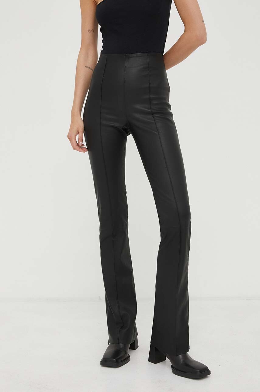 Remain Pantaloni Femei, Culoarea Negru, Evazati, High Waist