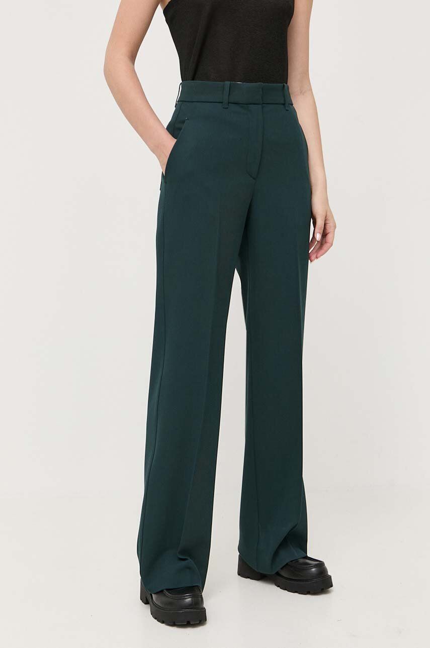 Ivy Oak Pantaloni Penina Femei, Culoarea Verde, Drept, High Waist