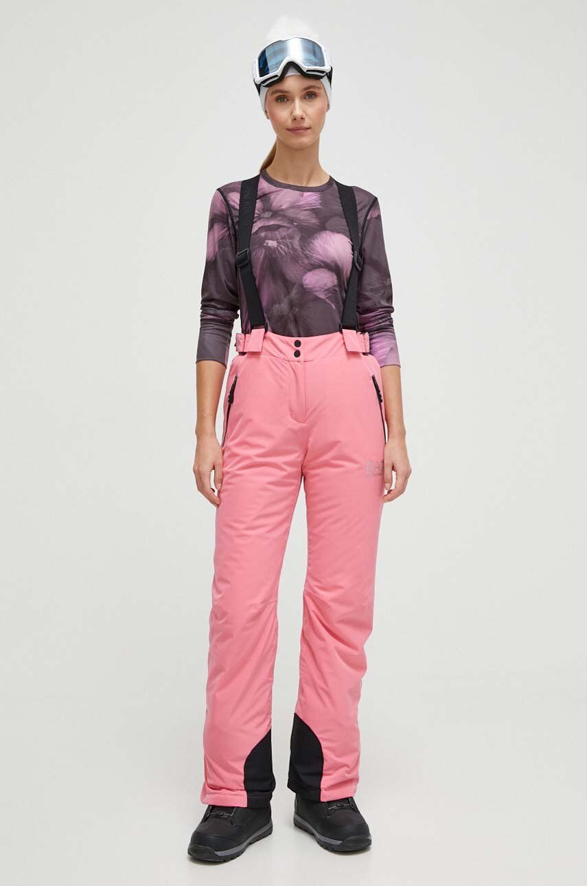 E-shop Lyžařské kalhoty EA7 Emporio Armani růžová barva