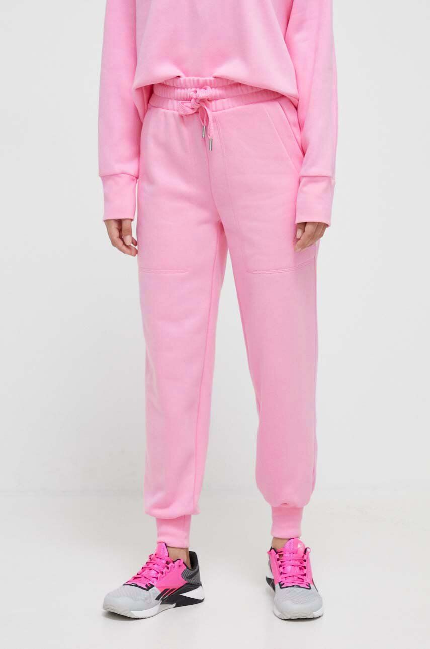 adidas by Stella McCartney pantaloni de trening culoarea roz, neted