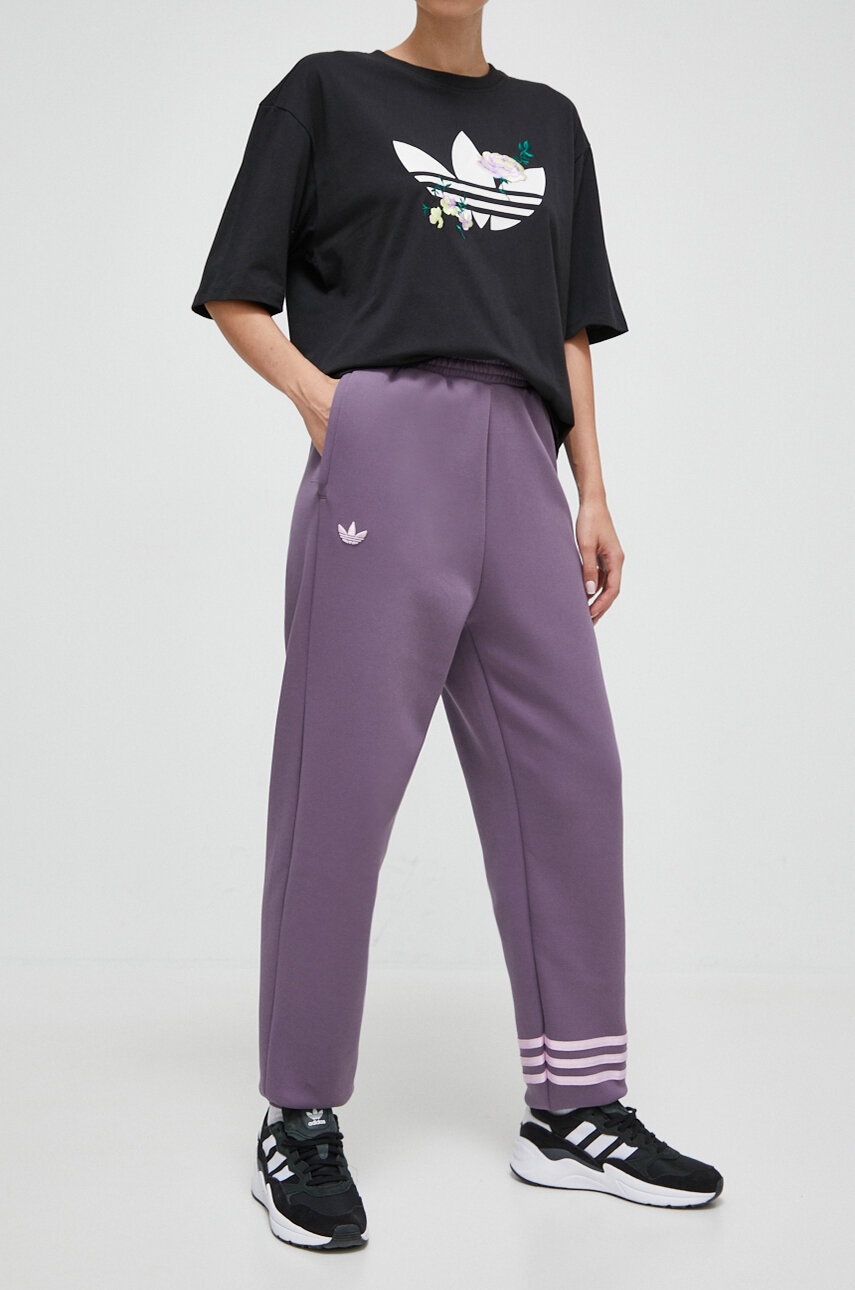 adidas Originals pantaloni de trening culoarea violet, cu imprimeu