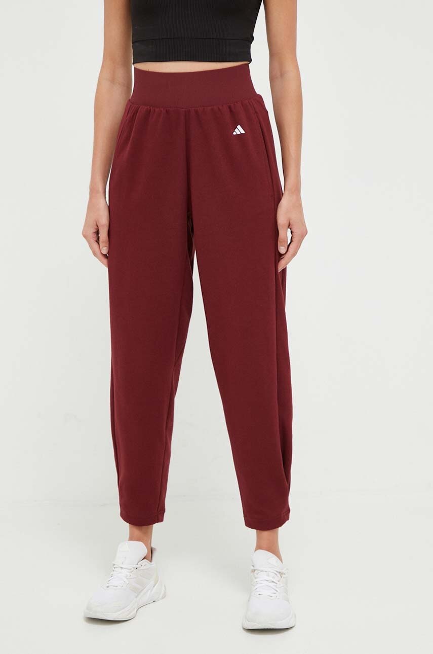 Adidas Performance Pantaloni De Yoga Studio Culoarea Bordo, Neted