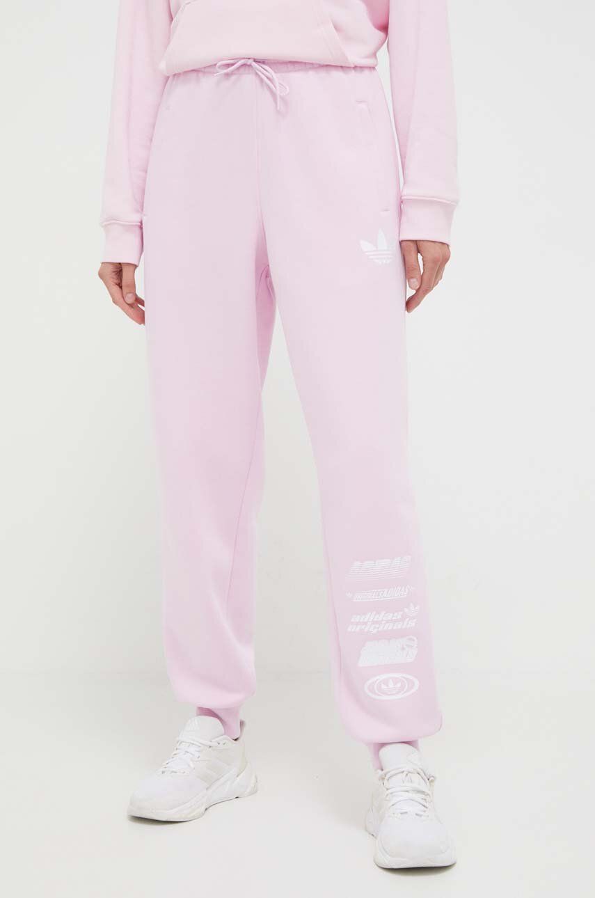 Adidas Originals Pantaloni De Trening Culoarea Roz, Cu Imprimeu