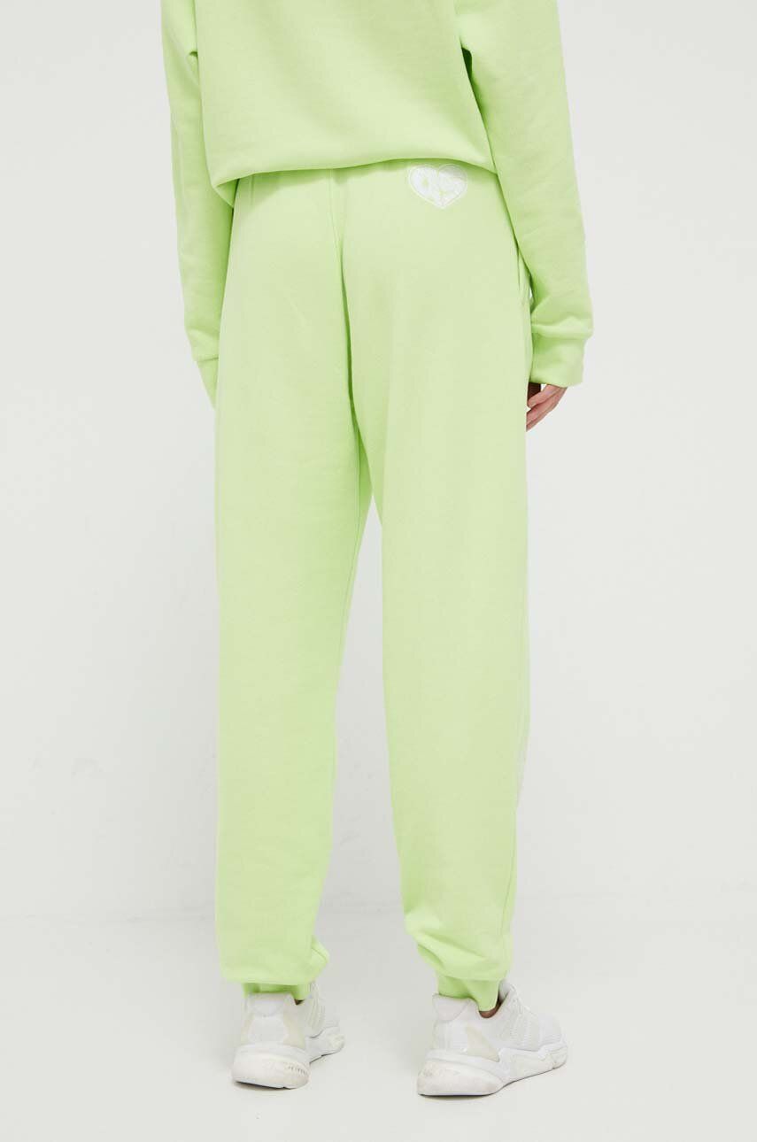 Adidas Pantaloni De Bumbac Culoarea Verde, Neted
