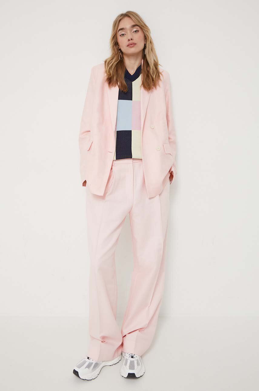 Bavlněné kalhoty Stine Goya růžová barva, široké, high waist - růžová -  100 % Organická bavlna