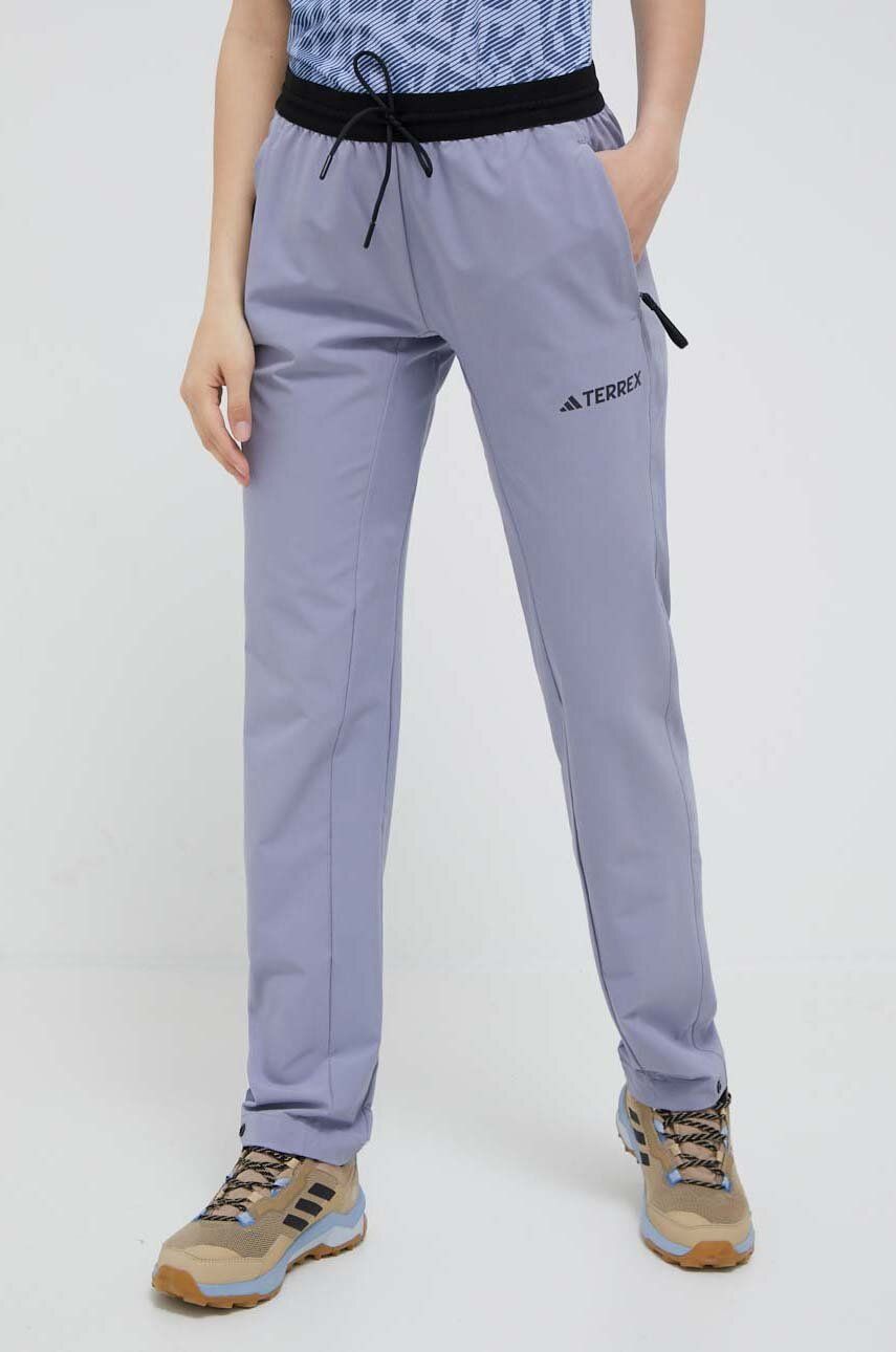 Outdoorové kalhoty adidas TERREX Liteflex fialová barva - fialová -  Hlavní materiál: 90 % Recy