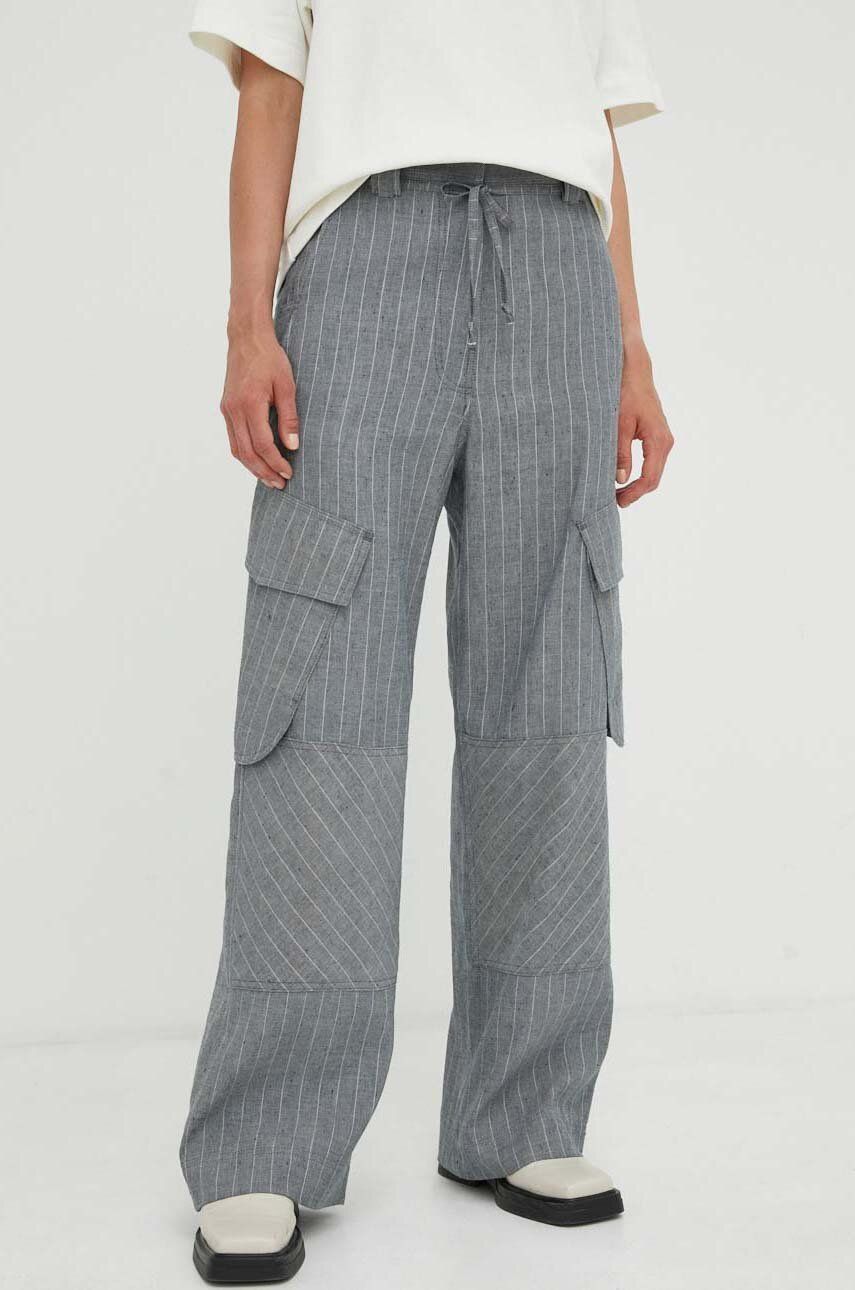 Day Birger et Mikkelsen pantaloni din in Fred culoarea gri, drept, high waist