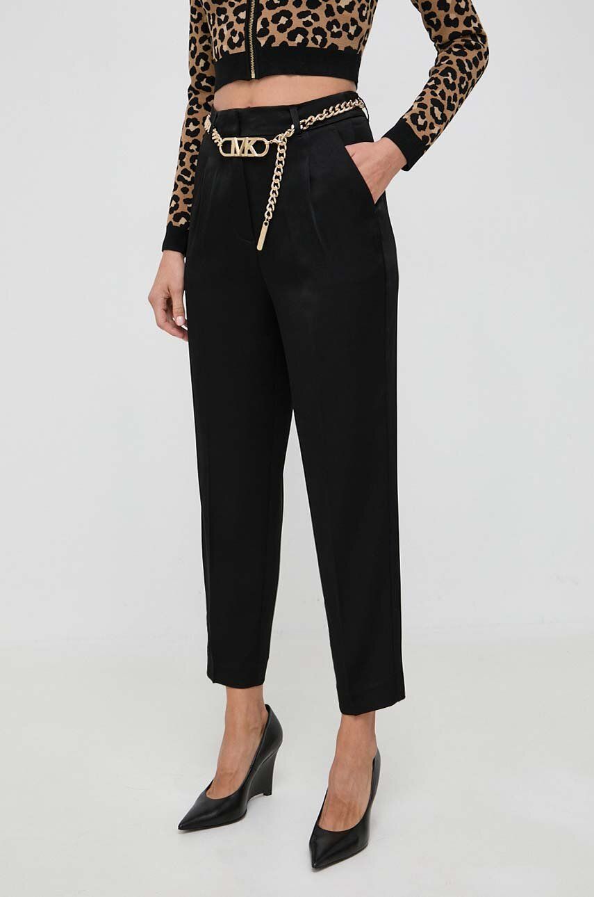 Kalhoty MICHAEL Michael Kors dámské, černá barva, fason cargo, high waist - černá - Hlavní materiál: