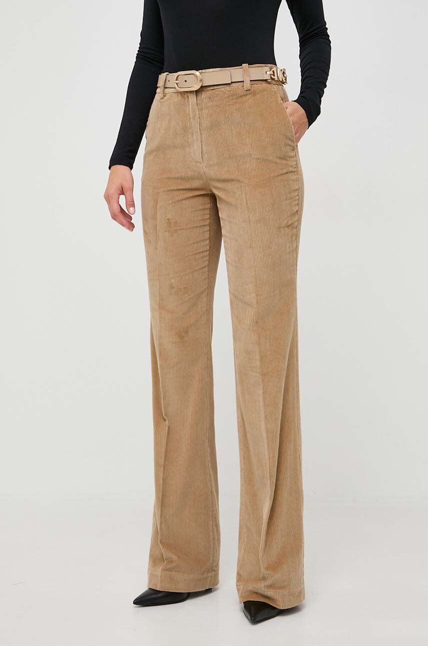 Michael Michael Kors Pantaloni De Catifea Cord Culoarea Bej, Mulata, High Waist