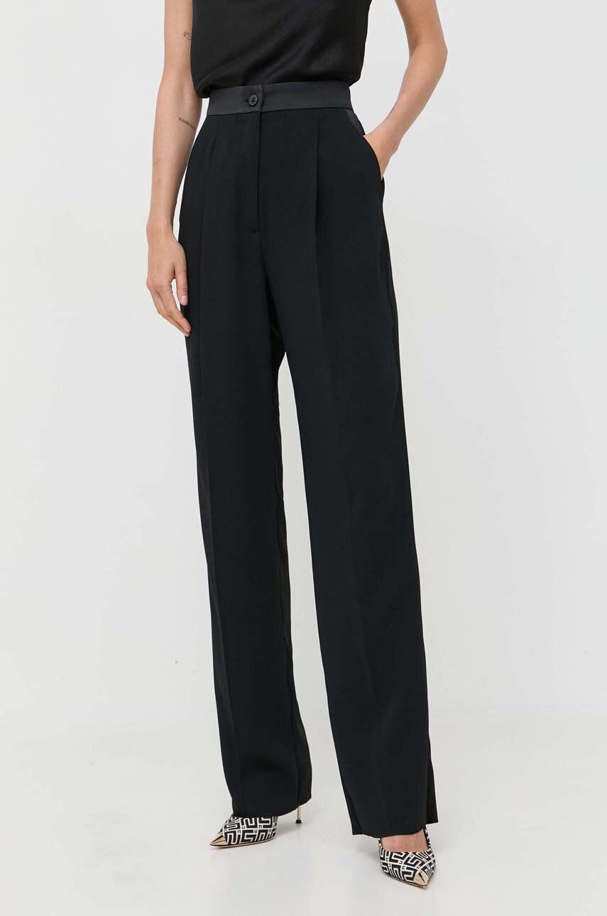 Kalhoty Marella dámské, černá barva, jednoduché, high waist