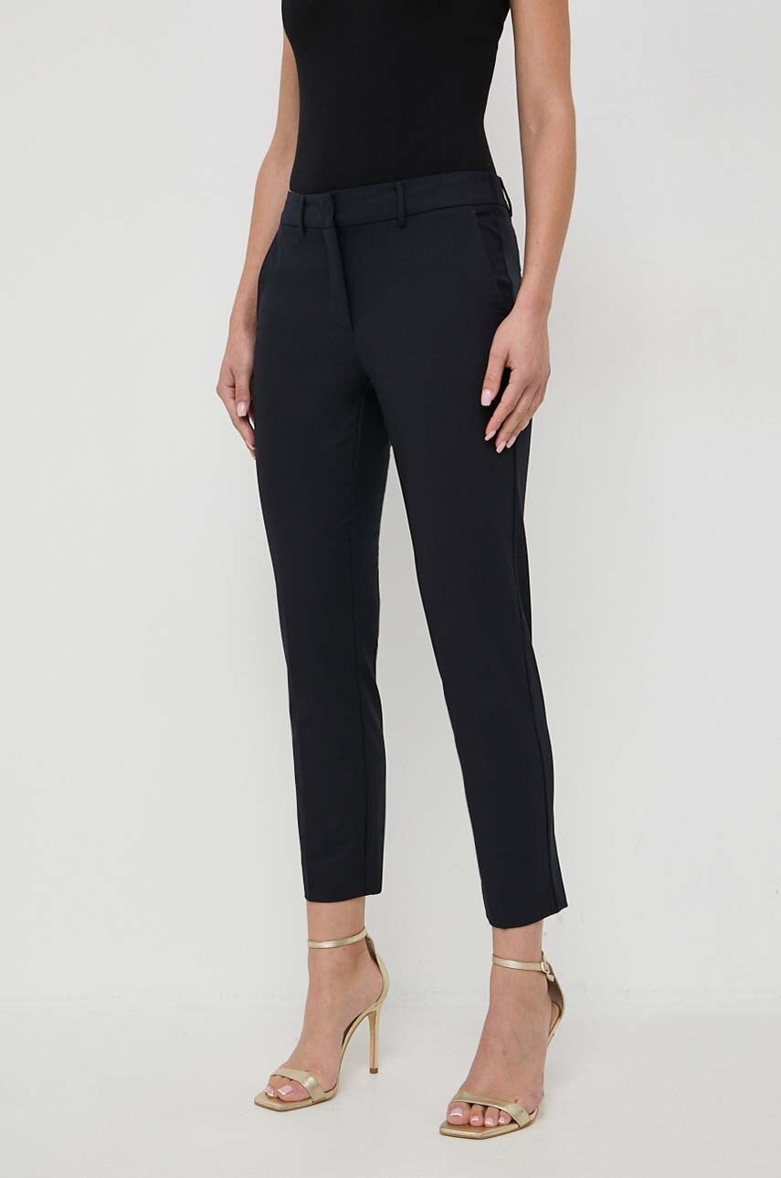 Marella Pantaloni Femei, Culoarea Albastru Marin, Mulata, Medium Waist