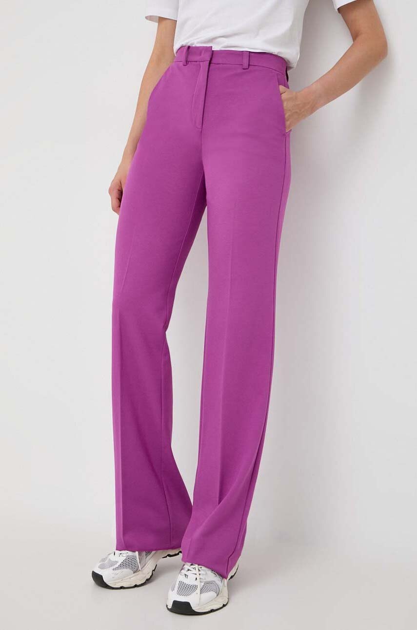 Marella pantaloni femei, culoarea roz, drept, high waist