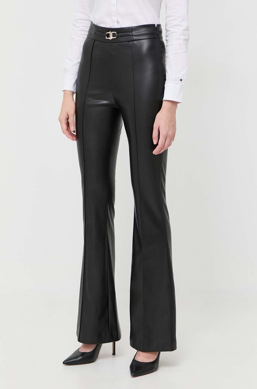 E-shop Kalhoty Liu Jo dámské, černá barva, zvony, high waist