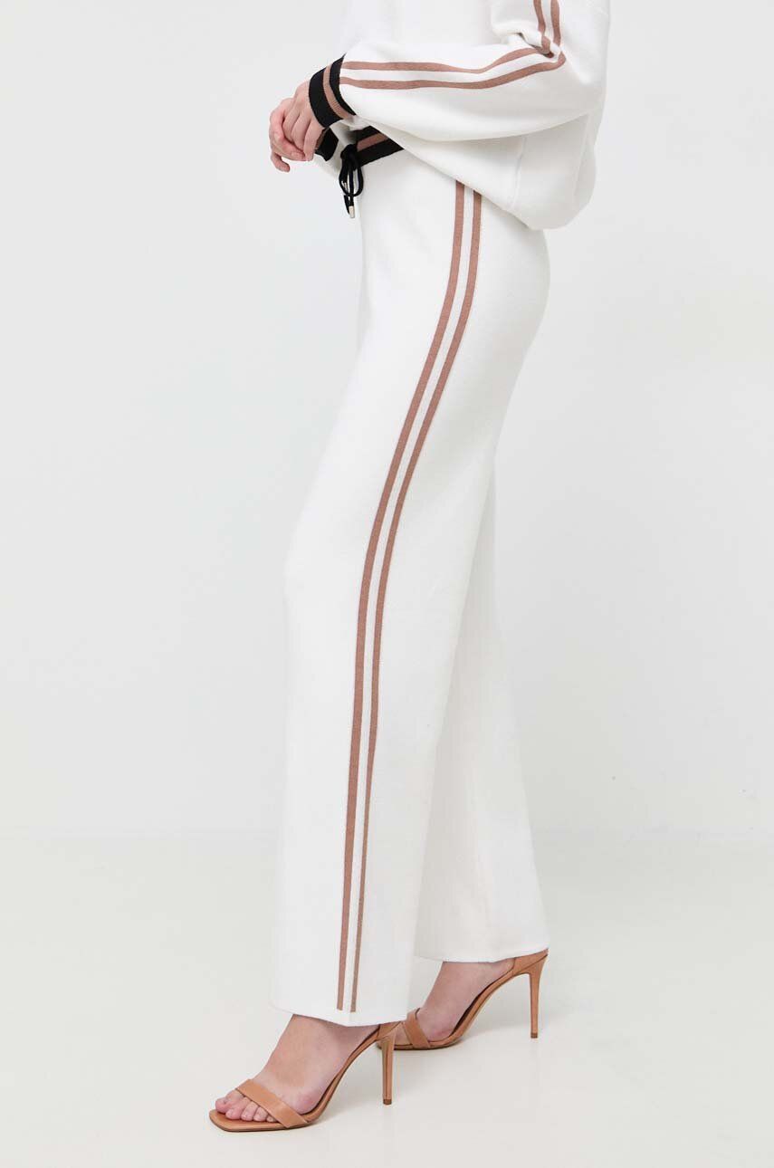 Kalhoty Liu Jo dámské, béžová barva, zvony, high waist - béžová - 52 % Viskóza
