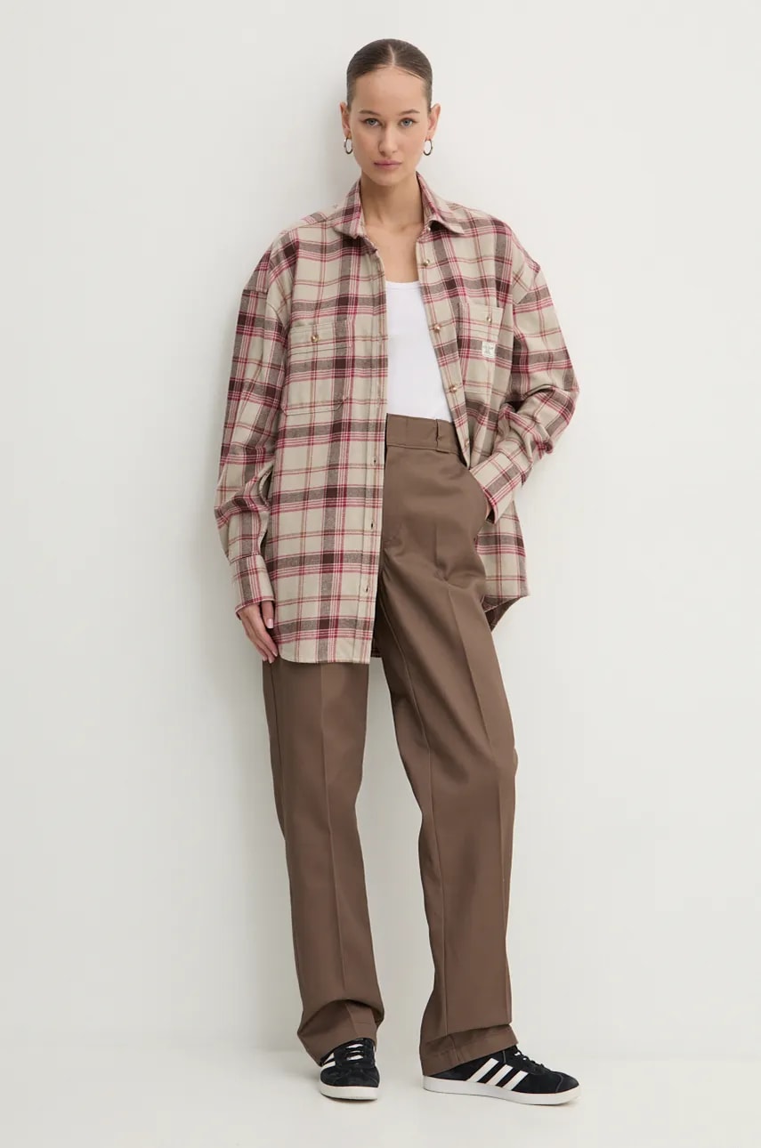 Брюки Dickies 874 женские цвет коричневый прямое высокая посадка Брюки Dickies 874 женские цвет коричневый прямое высокая посадка