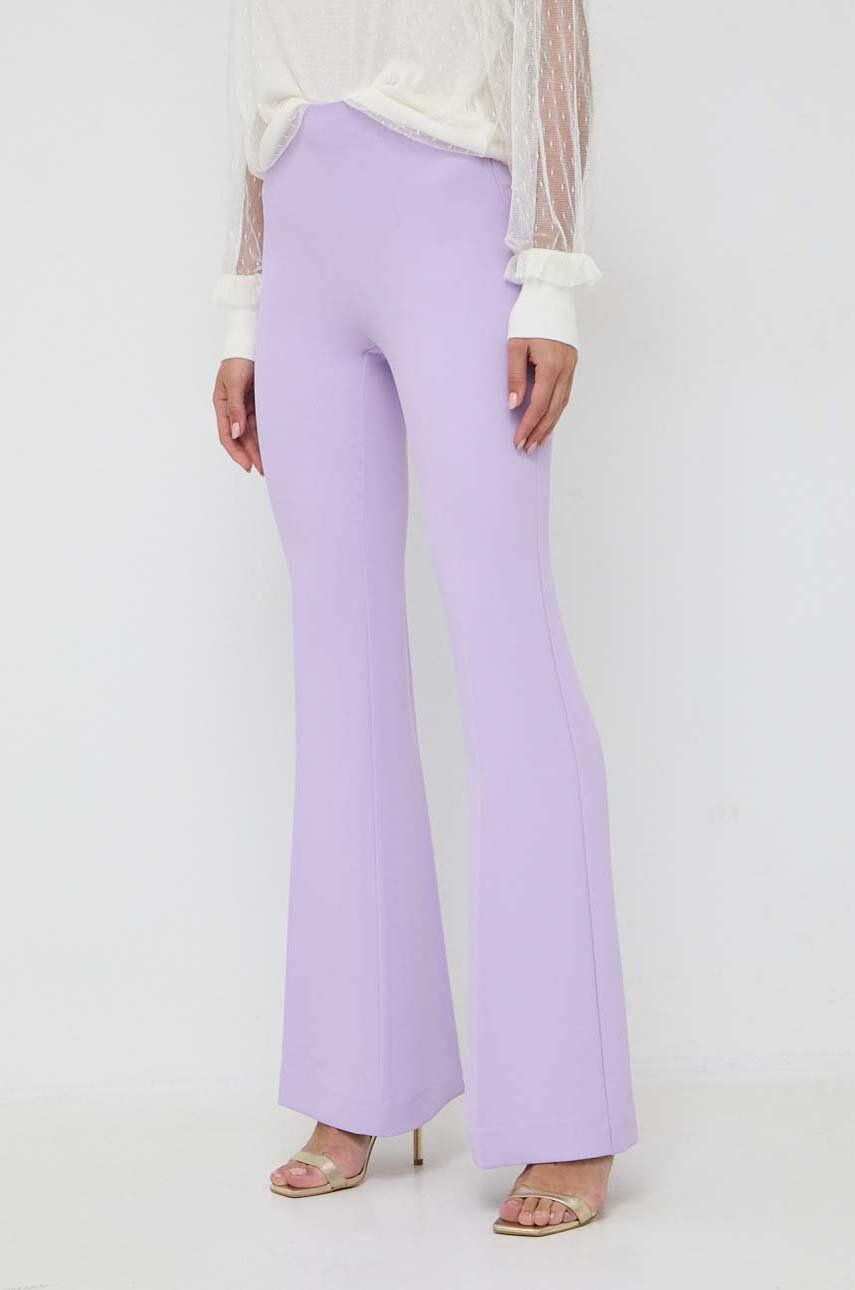 Levně Kalhoty Twinset dámské, fialová barva, zvony, high waist