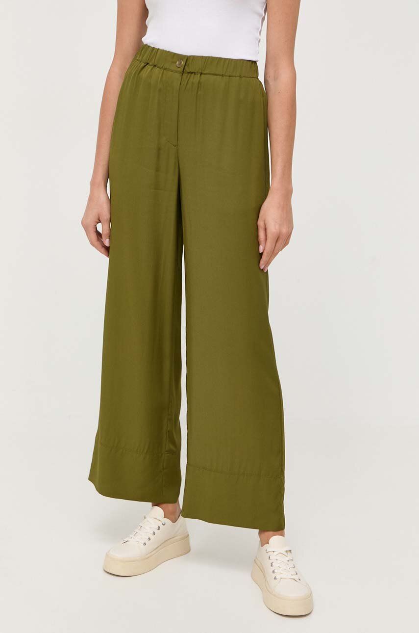 Marc O\'Polo pantaloni femei, culoarea verde, lat, high waist