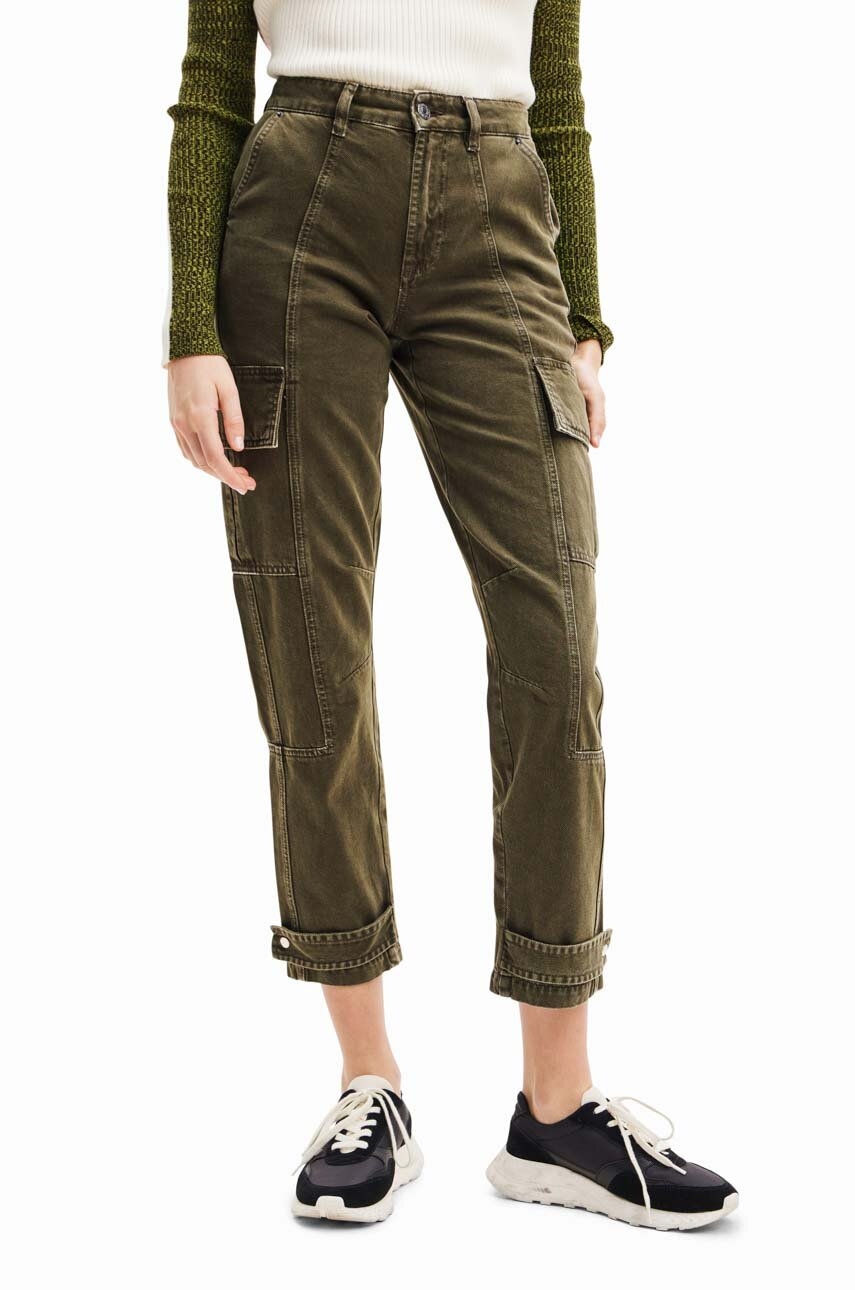 Desigual Pantaloni Femei, Culoarea Verde