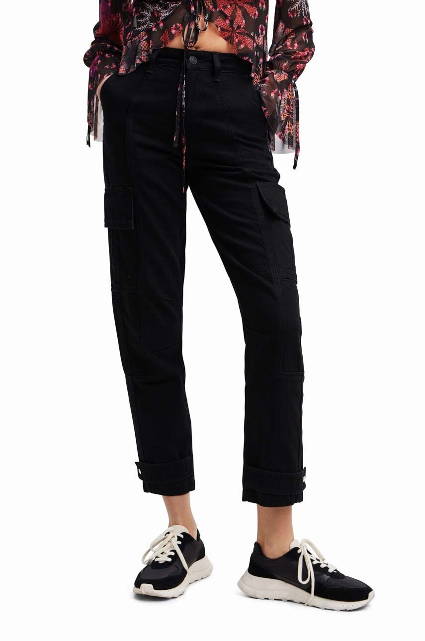 Desigual pantaloni femei, culoarea negru