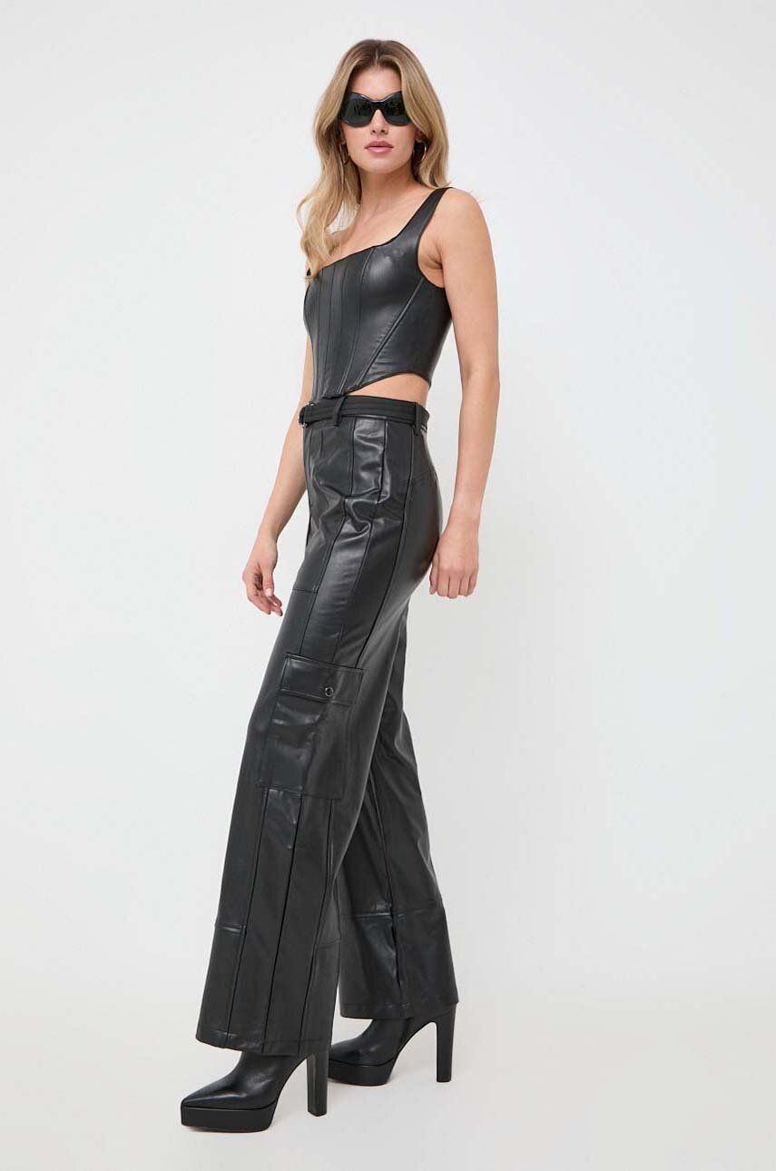 E-shop Kalhoty Guess dámské, černá barva, jednoduché, high waist
