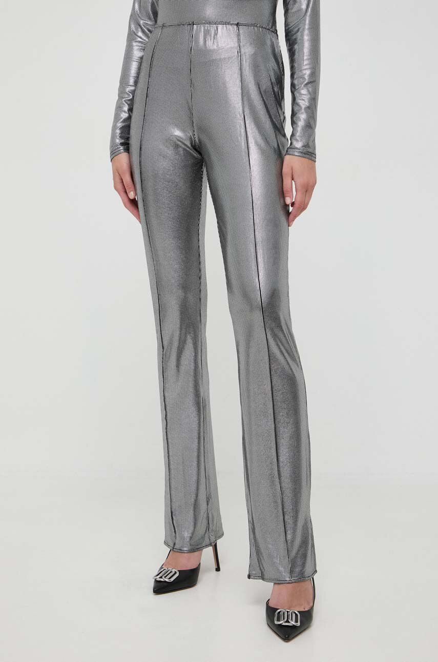 Kalhoty Notes du Nord dámské, stříbrná barva, zvony, high waist - stříbrná - 97 % Polyester