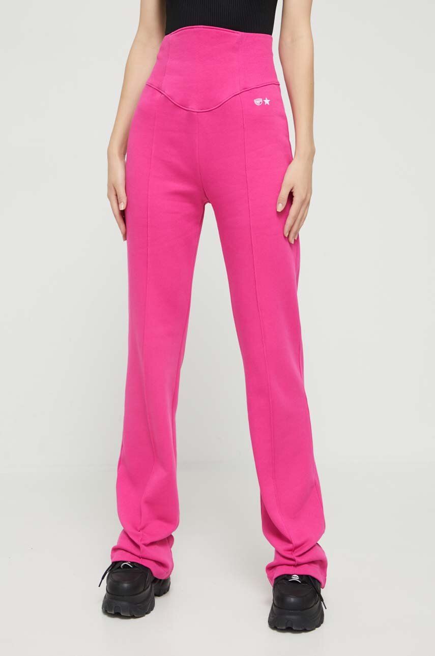 Chiara Ferragni pantaloni de trening din bumbac culoarea roz, neted