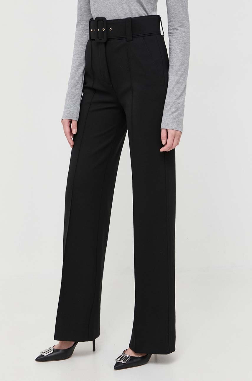 Luisa Spagnoli Pantaloni Femei, Culoarea Negru, Lat, High Waist