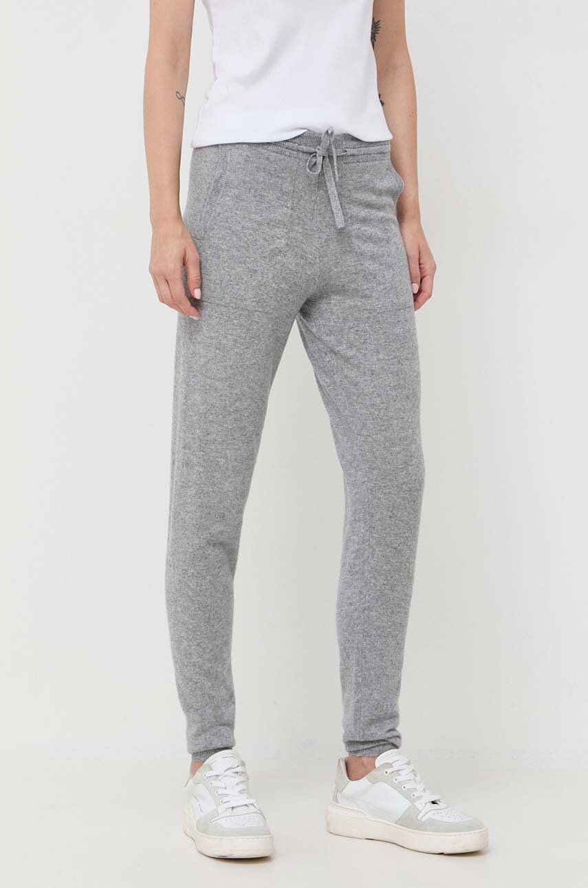 Max Mara Leisure Pantaloni De Trening De Lana Culoarea Gri, Melanj