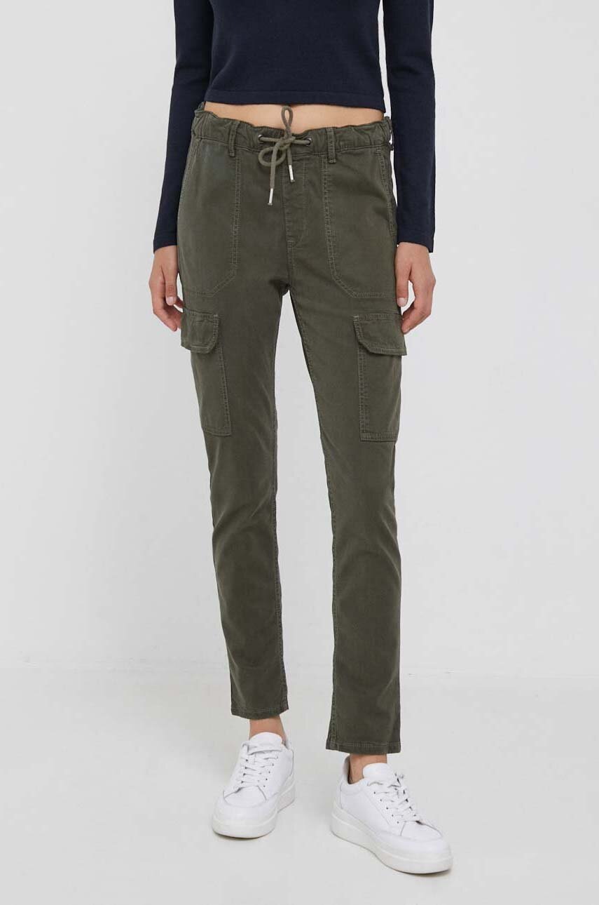 Pepe Jeans Pantaloni Cruise Femei, Culoarea Verde, Mulata, High Waist