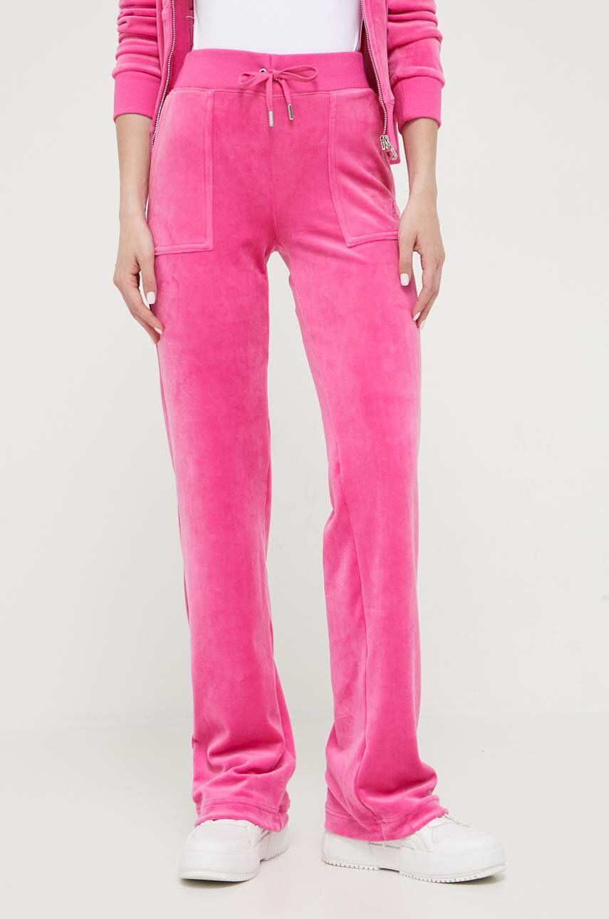 Juicy Couture pantaloni de trening Del Ray culoarea roz, neted
