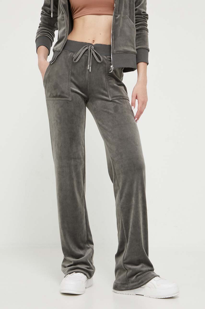 Juicy Couture pantaloni de trening Del Ray culoarea gri, neted
