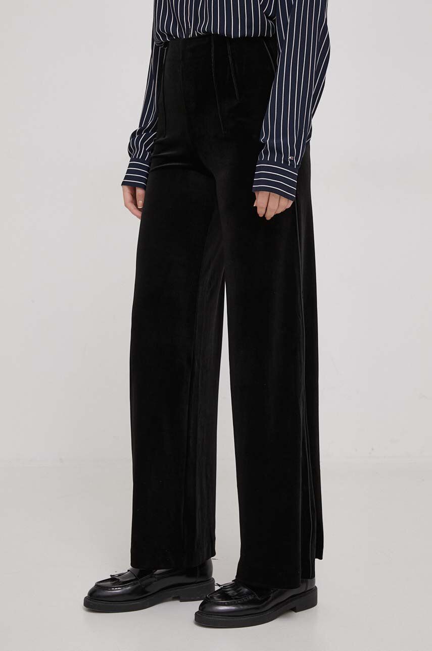 E-shop Kalhoty United Colors of Benetton dámské, černá barva, jednoduché, high waist
