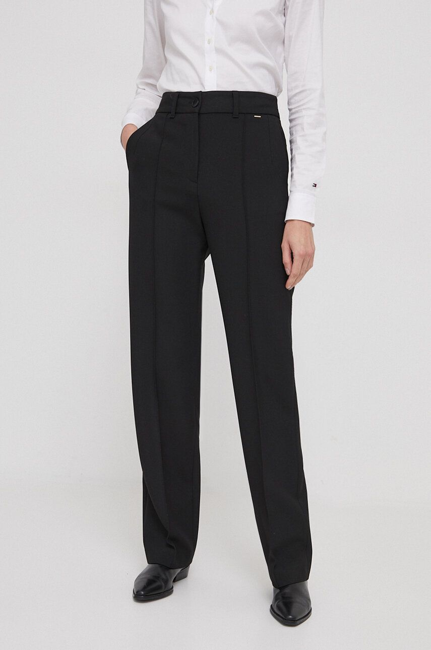 Joop! pantaloni femei, culoarea negru, drept, high waist