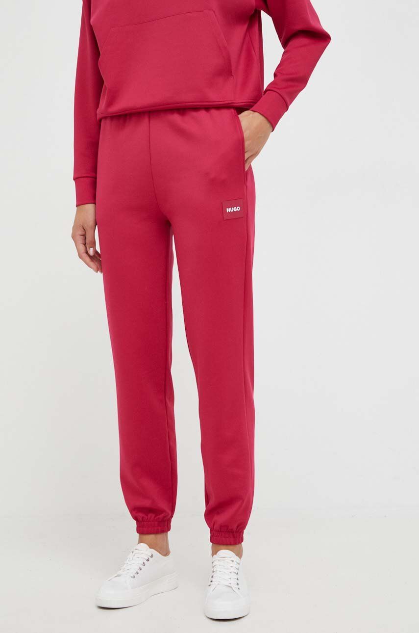 Kalhoty HUGO růžová barva - růžová - 48 % Modal
