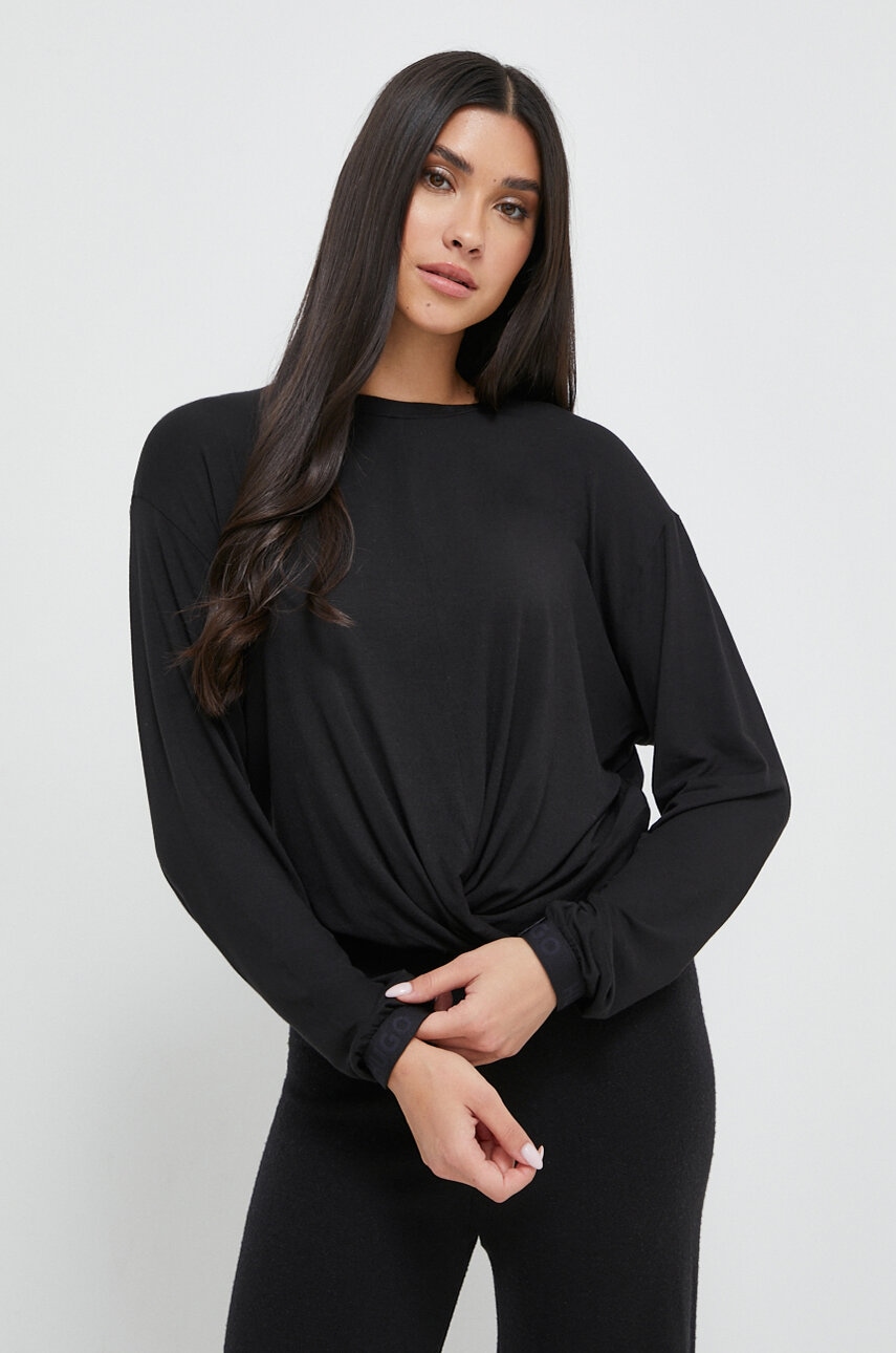 HUGO Longsleeve Lounge Culoarea Negru