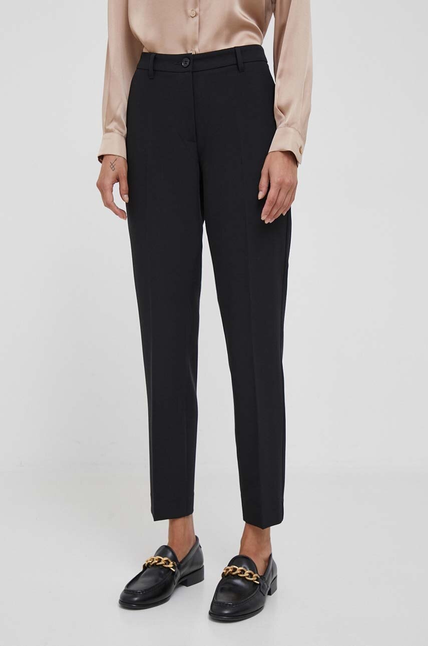 Sisley Pantaloni Femei, Culoarea Negru, Drept, Medium Waist