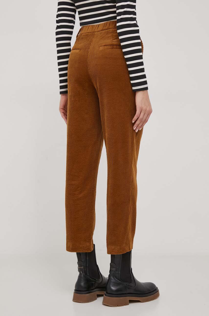Sisley Pantaloni De Catifea Cord Culoarea Maro, Drept, High Waist